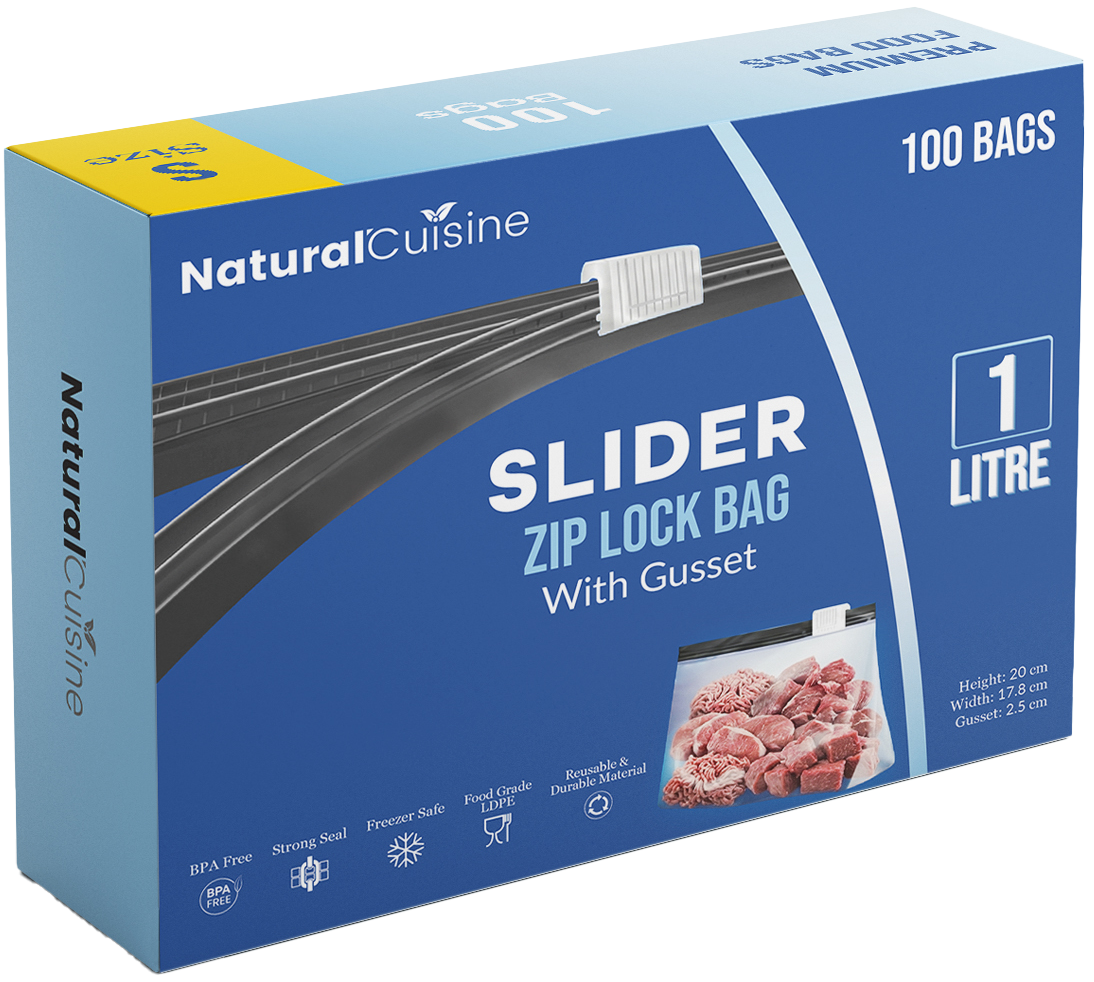 Case of 12 Slider 1 Litre Seal Ziplock Food Storage Bags – 100 Bags per Pack | BPA Free | Wholesale Bulk Pack