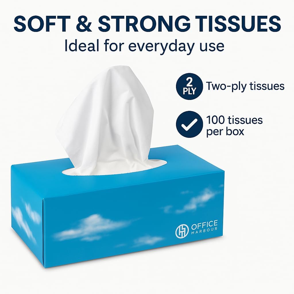 Pallet of 30 – OfficeHarbour Facial Tissues (36 × 100 Boxes) | 2-Ply Soft White | Hygienic Film Dispenser | Wholesale Bulk Pack