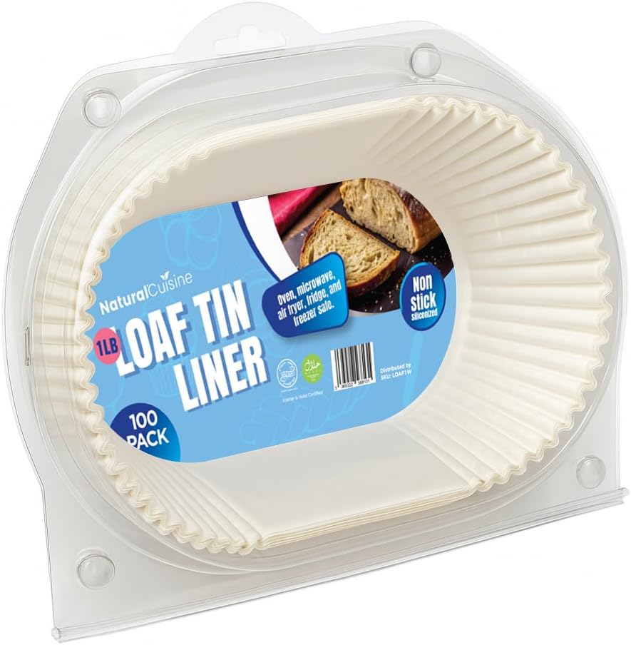 Case of 54 Natural Cuisine 1lb Loaf Tin Liners – Pack of 100 | Non-Stick Greaseproof Paper for Baking | Wholesale Bulk Pack