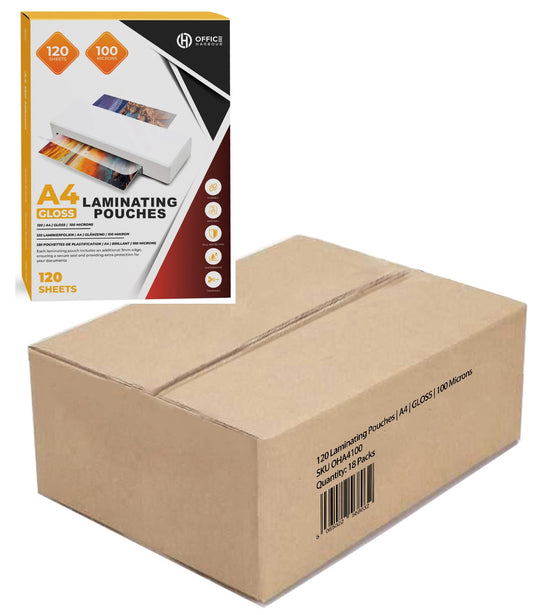 Box of 18 A4 Laminating Pouches – 100 Micron Gloss | Wholesale Bulk Pack