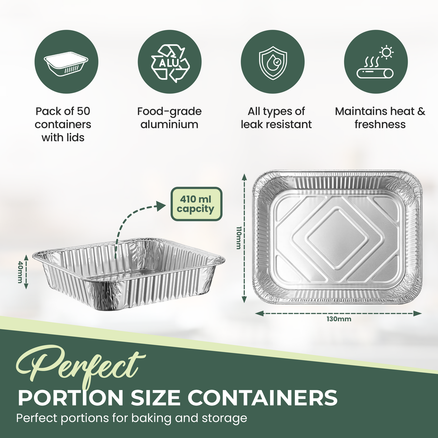 WHOLESALE BULK PACK  1000 Aluminium Foil Containers No.2 with Foil-Backed Lids – 410ml Capacity