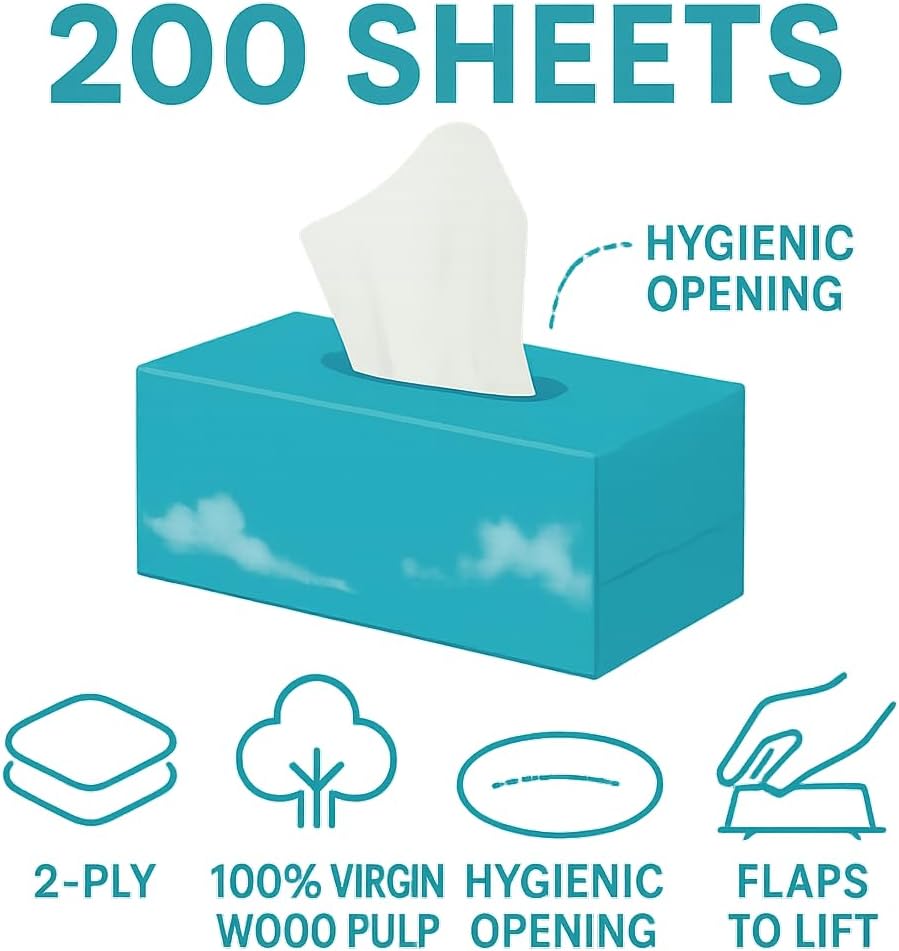 Pallet of 30 – OfficeHarbour Facial Tissues 2-Ply | 24 × 200-Sheet Boxes | 100% Virgin Wood Pulp | Bulk Wholesale Pack