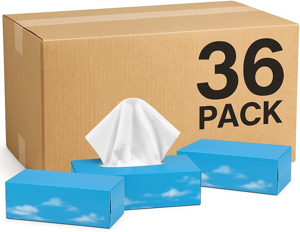 Pallet of 30 – OfficeHarbour Facial Tissues (36 × 100 Boxes) | 2-Ply Soft White | Hygienic Film Dispenser | Wholesale Bulk Pack