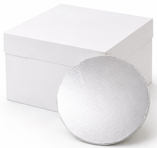Case of 30 Natural Cuisine 14 Inch Square Cake Boxes with Silver Cake Boards | Wholesale Bulk Pack
