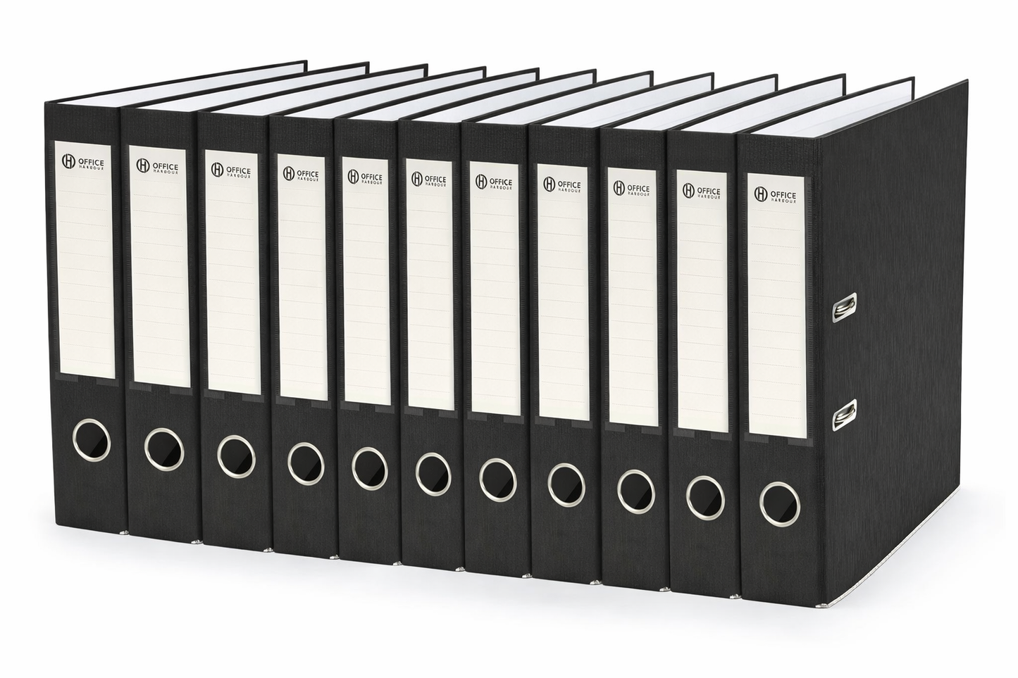Wholesale Outer of 4 OfficeHarbour A4 Lever Arch File Sets – 40 Lever Arch Files Total | Premium Matt Black Files