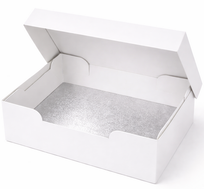 Case of 30 Natural Cuisine 16 x 12 Inch Rectangle Cake Boxes with Silver Cake Boards | Wholesale Bulk Pack